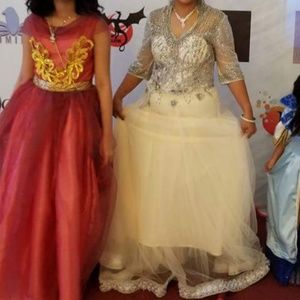 Beige Fully beaded top gown (wear once)